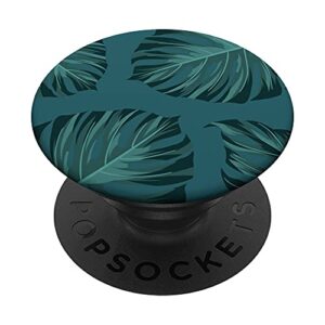 tropical botanical monstera leaves summer pattern - green popsockets popgrip: swappable grip for phones & tablets