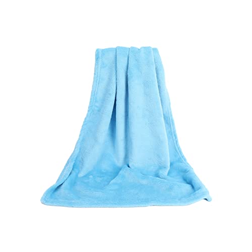 Smalibal Fleece Blankets, Super Soft Flannel Blanket for Bed, Solid Color Thickened Luxury Cozy Microfiber Plush Fuzzy Blanket Sofa Bedroom Throw Rug Blue 50x70cm