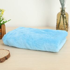 Smalibal Fleece Blankets, Super Soft Flannel Blanket for Bed, Solid Color Thickened Luxury Cozy Microfiber Plush Fuzzy Blanket Sofa Bedroom Throw Rug Blue 50x70cm