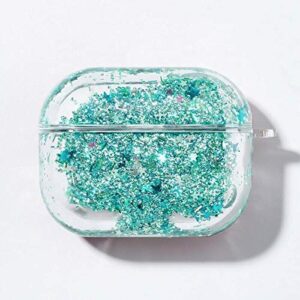spycase glitter waterfall case compatible for airpods pro protective shockproof portable cover - teal