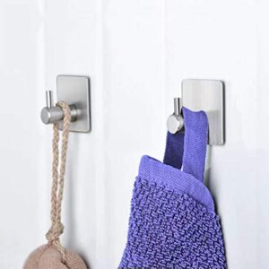 Adhesive Hooks Heavy Duty Waterproof Stainless Steel Wall Hooks for Towel ,Cloth,Coat Sticky Hanging Hooks 4 Sets for Bathroom,Bedroom,Kitchen，Door-4 Pack