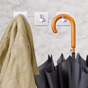 Adhesive Hooks Heavy Duty Waterproof Stainless Steel Wall Hooks for Towel ,Cloth,Coat Sticky Hanging Hooks 4 Sets for Bathroom,Bedroom,Kitchen，Door-4 Pack