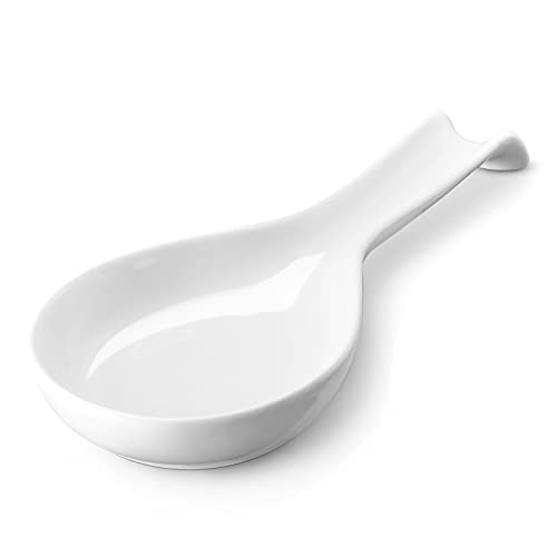 DOWAN 9.5" Ceramic Spoon Rest, White Spoon Rest for Stove Top, Spoon Holder for Stove Top, Kitchen Spoon Holder for Countertop, Set of 1