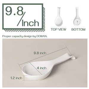 DOWAN 9.5" Ceramic Spoon Rest, White Spoon Rest for Stove Top, Spoon Holder for Stove Top, Kitchen Spoon Holder for Countertop, Set of 1