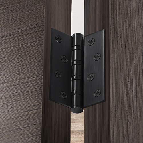 4 Inch Matt Black Door Hinges，4”×3” Stainless Steel Door Hinge，Hinge Bearing Diameter 0.6inch, Thickness 0.12inch, Single Piece Weight 0.65 Pounds，3 Pack