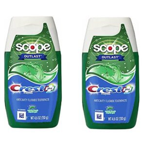 crest complete whitening plus scope tartar control toothpaste, minty fresh liquid gel, 4.6 oz (130g) - pack of 2