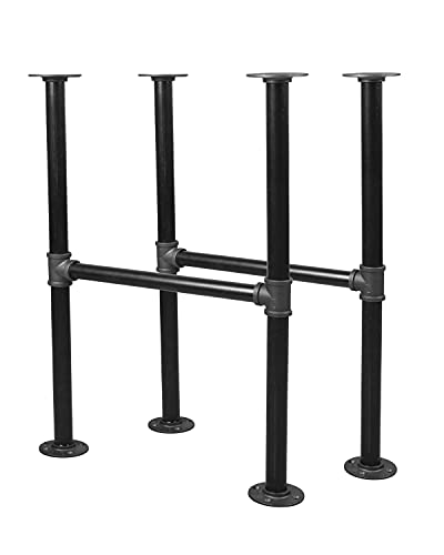 Niubid 28 Inch Industrial Pipe Table Leg Set - Iron Base LegsCoffee & End Tables, Desks, Nightstand - Vintage, Mid-Century Modern Aesthetic - Dark Grey Black Rough Pipes