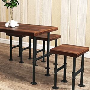 Niubid 28 Inch Industrial Pipe Table Leg Set - Iron Base LegsCoffee & End Tables, Desks, Nightstand - Vintage, Mid-Century Modern Aesthetic - Dark Grey Black Rough Pipes