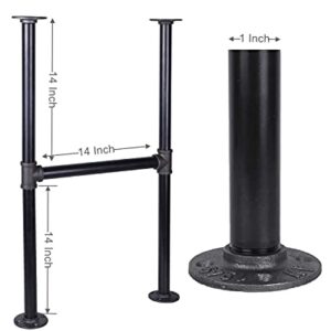 Niubid 28 Inch Industrial Pipe Table Leg Set - Iron Base LegsCoffee & End Tables, Desks, Nightstand - Vintage, Mid-Century Modern Aesthetic - Dark Grey Black Rough Pipes