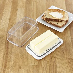 Progressive International Corp. Butter or Cream Cheese Keeper Dish with Wide Design and Plastic Cover Clear One Size Fits All