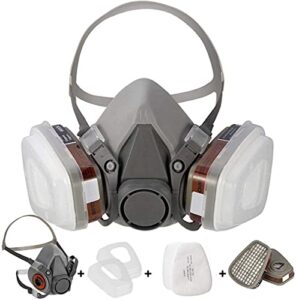 [half mask respirator] reusable half face cover 6200 spray mask for spraying painting.chemical machine polishing.welding. woodworking and other work protection (7 in 1 )medium