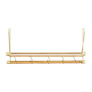 Deco 79 Wood 1 Shelf and 5 Hangers Wall Hook, 23" x 6" x 14", Gold