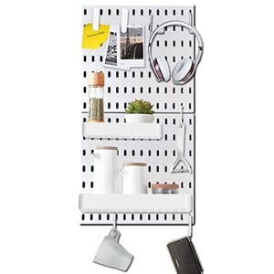 yokepo pegboard combination kit with 2 pegboards with 10 accessories modular hanging for wall organizer, crafts organization, ornaments display, nursery storage, white | 22" x 11" peg boards for wall