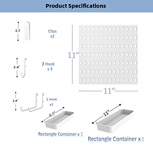 YOKEPO Pegboard Combination Kit with 2 Pegboards with 10 Accessories Modular Hanging for Wall Organizer, Crafts Organization, Ornaments Display, Nursery Storage, White | 22" x 11" Peg Boards for Wall