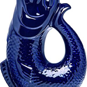 The Bubble Jug® Dark Cobalt Blue 50 fl oz 1.5L Litre Extra Large Glug Gurgle Pitcher Jug - Fish Shaped Jug - Decorative Ceramic Glugging Cocktail, Water and Gin Jug and Gurgling Carafe Pot