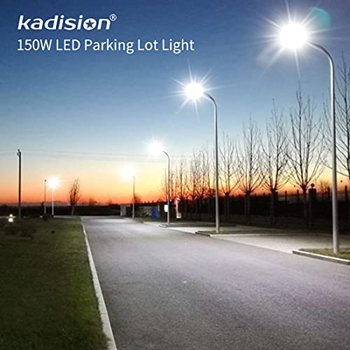 kadision (2 Pack) 150W LED Parking Lot Light with Dusk to Dawn Photocell, Dimmable Shoebox Lights with Slip Fitter, 130LM/W 5000K Daylight 100-277V, 75W/100W/150W Power Tunable, ETL Listed