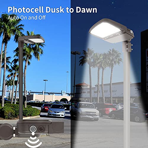 kadision (2 Pack) 150W LED Parking Lot Light with Dusk to Dawn Photocell, Dimmable Shoebox Lights with Slip Fitter, 130LM/W 5000K Daylight 100-277V, 75W/100W/150W Power Tunable, ETL Listed