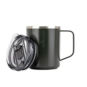 REDUCE 14 oz Insulated Coffee Mug with Handle and Flo-Motion Lid - Perfect Travel Mug with Handle for Hot Coffee and Tea - Single-Serve Friendly, Dishwasher Safe, BPA Free - Stone