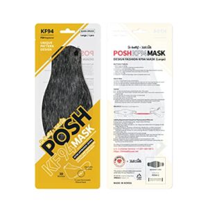 [pack of 10] posh kf94 mask - melange licorice (c05) (made in korea)