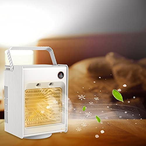 Portable Air Conditioner Fan, Personal Cooler Fan with 3 Speeds, Humidifier Sprays Misting Fan, 4000mAh Battery USB Rechargeable Mini Fan, Ultra Quite Ice Cooler Fan for Home Office Camping (White)