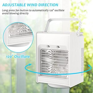 Portable Air Conditioner Fan, Personal Cooler Fan with 3 Speeds, Humidifier Sprays Misting Fan, 4000mAh Battery USB Rechargeable Mini Fan, Ultra Quite Ice Cooler Fan for Home Office Camping (White)