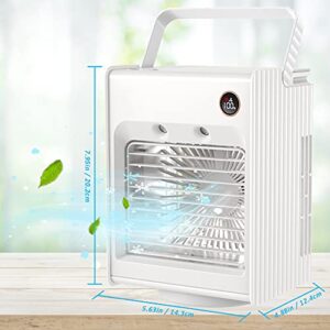 Portable Air Conditioner Fan, Personal Cooler Fan with 3 Speeds, Humidifier Sprays Misting Fan, 4000mAh Battery USB Rechargeable Mini Fan, Ultra Quite Ice Cooler Fan for Home Office Camping (White)