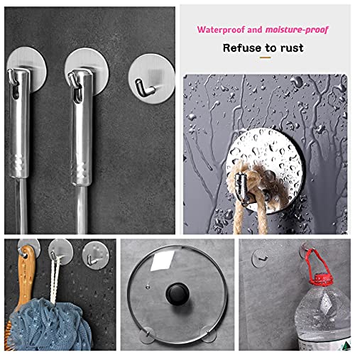 kylayoyo Self-Adhesive Hook, 3M Hooks, Waterproof, Heavy-Duty Wall Hook Without Nails, Bathroom, Kitchen, Bedroom, Cabinet, Closet, Towel, Bathrobe, Coat Key Chain, Round Design 6 Packs