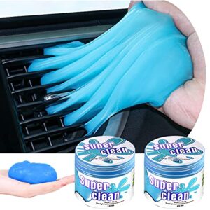 smseace 2-pack blue car cleaning gel dusting mud universal soft glue cleaner, used for dust removal and cleaning of car air conditioning vents, printers, laptop keyboards and crevices.e-001-b-2p