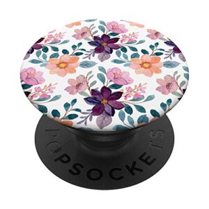 colorful watercolor floral flower design popsockets popgrip: swappable grip for phones & tablets