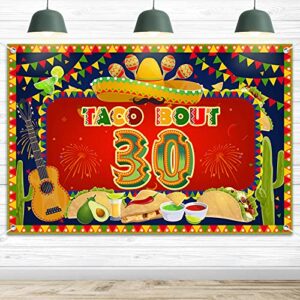 hamigar 6x4ft happy 30th birthday banner backdrop - taco bout 30 fiesta mexican cactus birthday decorations party supplies for men