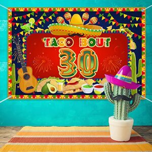 HAMIGAR 6x4ft Happy 30th Birthday Banner Backdrop - Taco Bout 30 Fiesta Mexican Cactus Birthday Decorations Party Supplies for Men