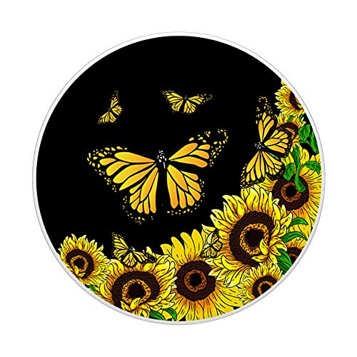 Yellow Flower Floral Butterflies Florist Butterfly Sunflower PopSockets PopGrip: Swappable Grip for Phones & Tablets