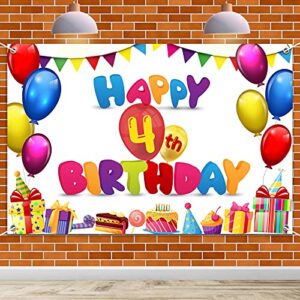 hamigar 6x4ft happy 4th birthday banner backdrop - 4 years old birthday decorations party supplies for girls boys kids - colorful