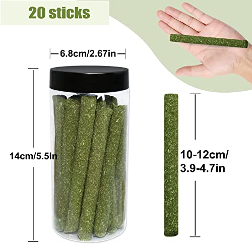 DELEMI 20pcs Natural Timothy Hay Sticks,Guinea Pig Chinchilla Rabbits Chew Toys Small Animals Treats Bunny Toys,Timothy Grass Molar Sticks Good for Pets Rats Bunny Teeth Health (Timothy Hay Sticks)