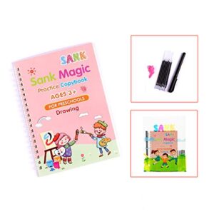 sank magic reusable practice copybook for kids - the print handwiriting workbook-reusable writing practice book for children(drawing book with pen)