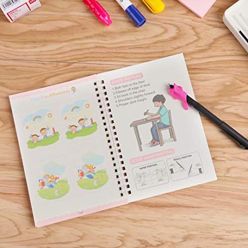 Sank Magic Reusable Practice Copybook for Kids - The Print Handwiriting Workbook-Reusable Writing Practice Book for Children(Drawing Book with Pen)