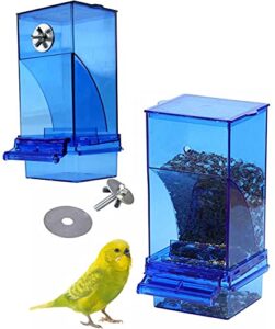 kathson no-mess bird cage feeder automatic parrot feeders seeds container acrylic finch foraging feeders parakeet food dispenser cage accessories for small birds canary budgie lovebirds