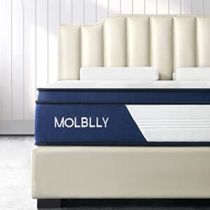 molblly full mattress, 10 inch hybrid mattress with gel memory foam,motion isolation individually wrapped pocket coils mattress,pressure relief,back pain relief& cooling full bed, full size mattress