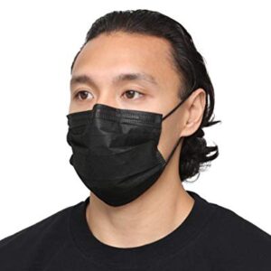 Cranberry USA S3160K S3+ Earloop Face Mask, 3-Ply, Disposable, Black (Pack of 50)