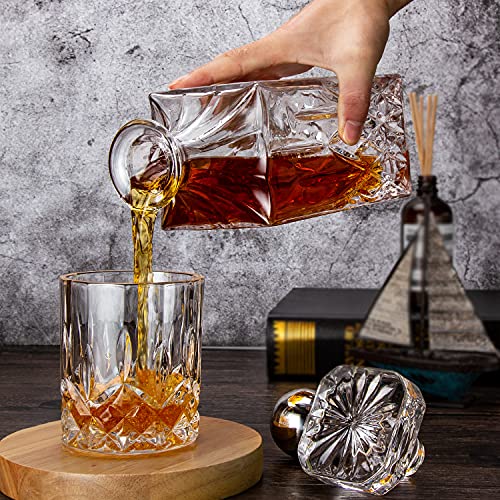 Whiskey Decanter With Glass Stopper ,26 oz Liquor Decanter For Alcohol , Wine , Scotch , Brandy or Bourbon Decanter , Lead-Free Crystal Decanter