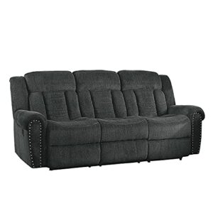 lexicon huddart fabric double manual reclining sofa, 88" w, charcoal gray