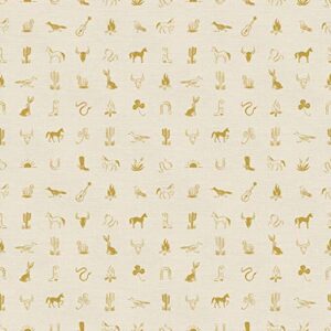 pbs fabrics desert horses quilter's cotton wild west icons, gold
