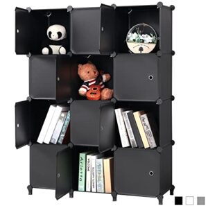 anwbroad cubes storage organizer 12-cube shelves closet organizers and storage with doors for bedroom bookshelf clothing storage ulcs12bm
