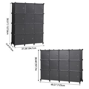 ANWBROAD Cubes Storage Organizer 12-Cube Shelves Closet Organizers and Storage with Doors for Bedroom Bookshelf Clothing Storage ULCS12BM