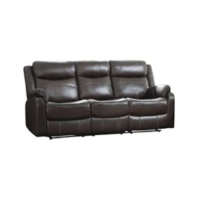lexicon miramar polished microfiber double lay flat reclining sofa with drop-down cup holders, 81" w, dark brown