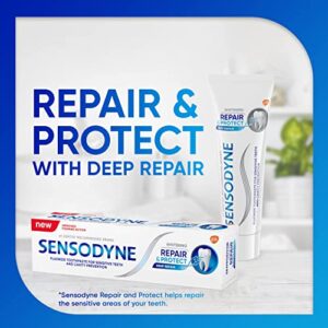 Sensodyne Repair and Protect Whitening Toothpaste, Toothpaste for Sensitive Teeth and Cavity Prevention, 3.4 oz (Pack of 4)