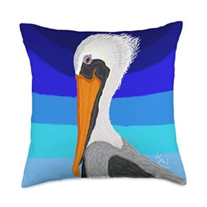 kai gentile pelican sea bird earth ocean artist series throw pillow, 18x18, multicolor
