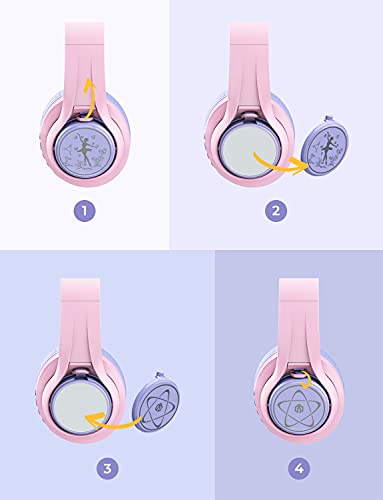 iClever TransNova Plate, 2 Pairs Replacement Headphones Plates Compatible with iClever TransNova Colorful RGB Light Bluetooth Headphones, Purple (Dancer & Star)