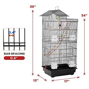 39-inch Roof Top Large Flight Parrot Bird Cage Accessories Medium Roof Top Large Flight cage Parakeet cage for Small Cockatiel Canary Parakeet Sun Parakeet Pet Toy