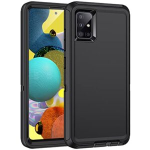 mieziba for galaxy a51 5g case,shockproof dropproof dustproof 3-layer full body protection rugged heavy duty high impact hard cover case for samsung galaxy a51 4g 6.5 inch,black